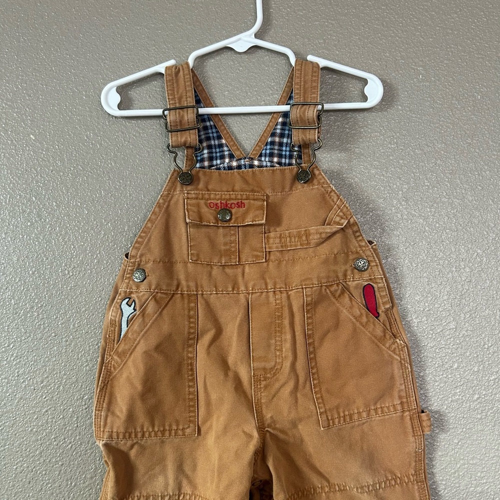 OshKosh B'gosh Tan Canvas Overalls with Adjustable Straps